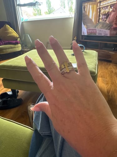 Customer photo review of Triple Stack Stone Ring - Gold