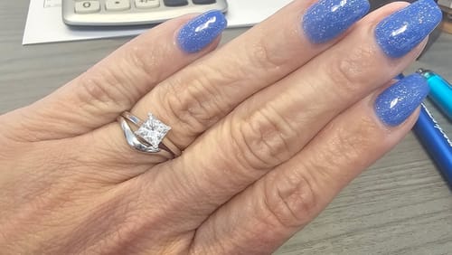 Customer photo review of Frey 1 Carat Princess Cut Solitaire Lab Grown Diamond Ring in 14k White Gold