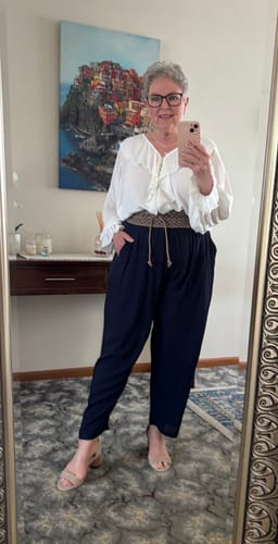 Sheryl R. review of Slouch Pant | Navy Fujet image 1 out of 1