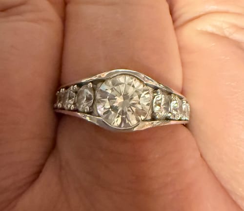 Karla R. review of Bezel Round Moissanite Channel Euro Shank Engagement Ring image 1 out of 3