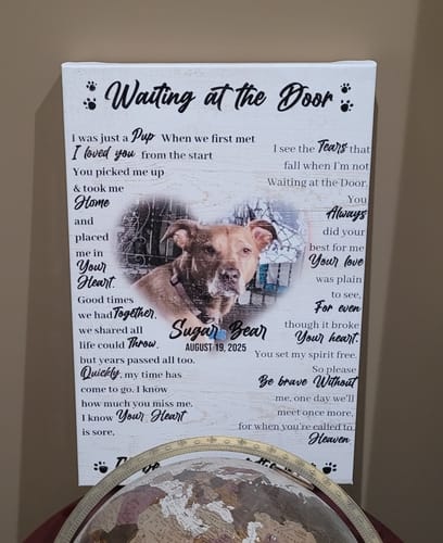 Customer photo review of Pet Waiting At The Door Sign