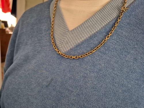 Customer photo review of Cuban T Bar Necklace