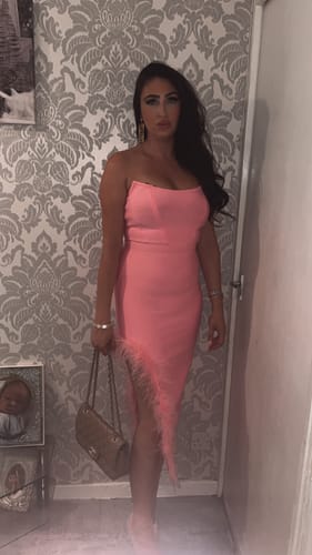 Customer photo review of LIZA Feather Pink Bandage dress (next day delivery Available )