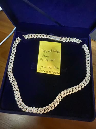 Customer photo review of S925 Moissanite Diamond Cuban Link Chain in White Gold - 10mm