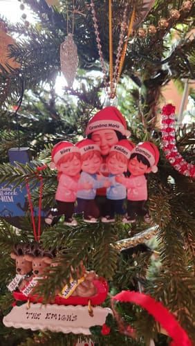 Customer photo review of Personalized Grandma Hugging Grandkids Ornament With 1-6 Names & Christmas Sweater Design | Heartfelt Gift For Grandparents Kids
