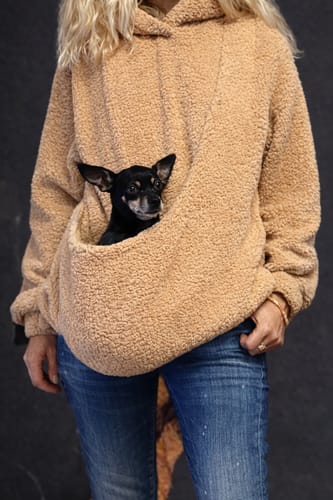 Customer photo review of Teddy Kangaroo Hoodie Carrier - Milky - 2-15 lbs / 1-7 kg (Autumn/Winter)