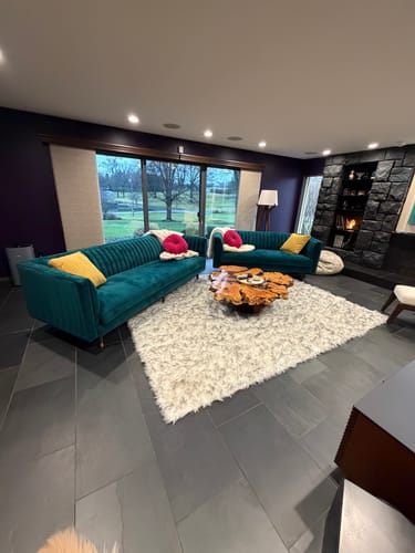 Customer photo review of Luxury Washable Faux Sheepskin Rug - Pet & Stain Proof Shag Carpet for Home