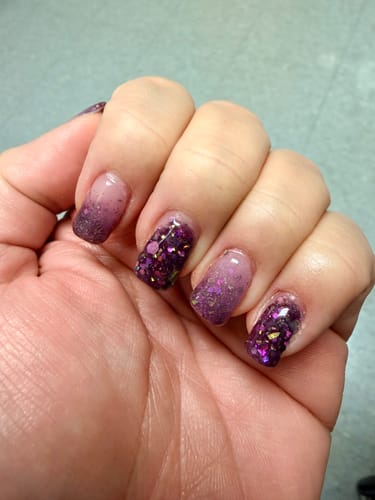 Customer photo review of D448 Amethyst (TT7) Purple Glitter Dip Powder