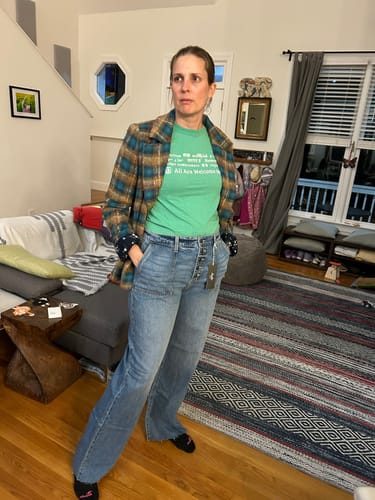 Customer photo review of Savannah Tall Plaid Blazer