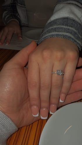 Customer photo review of Iva 1.5 Carat Princess Cut Side Stone Pave Lab Grown Diamond Ring in 14k White Gold