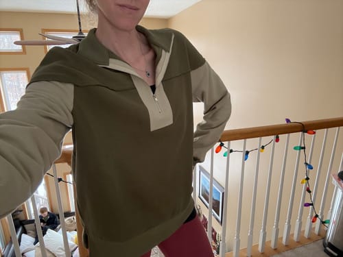 Customer photo review of Forrest Tall Quarter Zip Sweatshirt