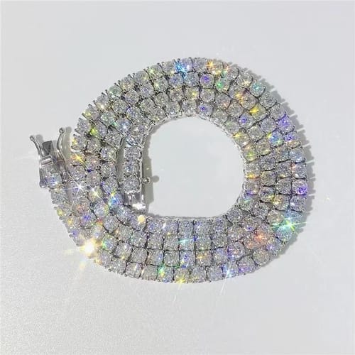 Customer photo review of S925 Moissanite Diamond Tennis Chain Necklace in White Gold - 4mm