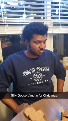 Customer photo review of Silly Goose University Unisex Sweatshirt