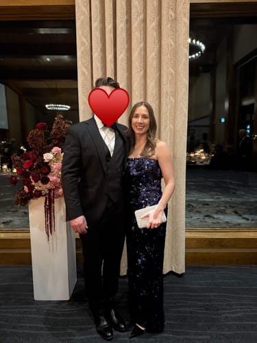 Customer photo review of Leslie Dress in Navy by HELSI - RENTAL