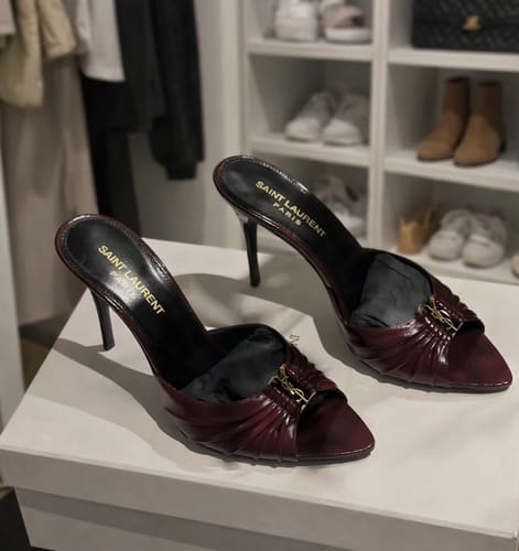 Customer photo review of Saint Laurent Babylone Cassandre 90 leather mules