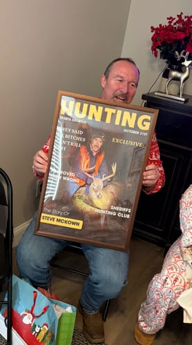 Customer photo review of Personalized Hunting Magazine Cover Poster With Photo Name & Text,Unique Gift For Grandpa Dad Husband