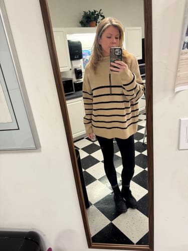 Customer photo review of Shea Striped Tall Sweater