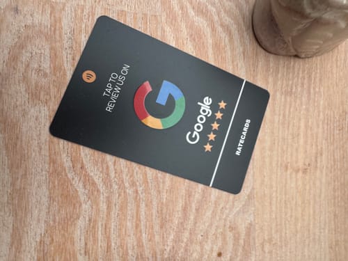 Customer photo review of RATECARDS™ - Google Review Card Premium Black