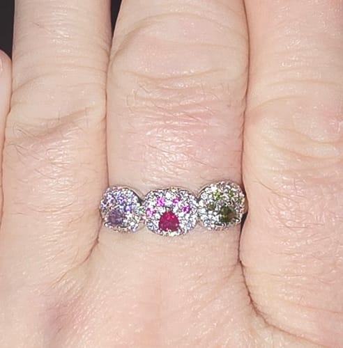 Customer photo review of Proud Dog Mom 1–5 Paw Birthstone Custom Ring