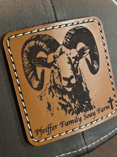 Customer photo review of Richardson 112 Genuine Leather Patch Hats Laser Engraved