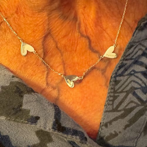 Customer photo review of Custom Engraved Heart Necklace