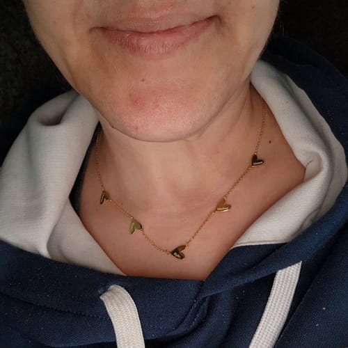 Customer photo review of Custom Engraved Heart Necklace