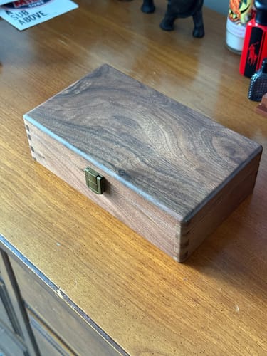 Customer photo review of Emerald Minimalist Walnut Jewelry Box