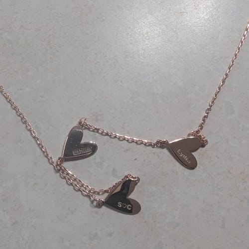 Customer photo review of Custom Engraved Heart Necklace