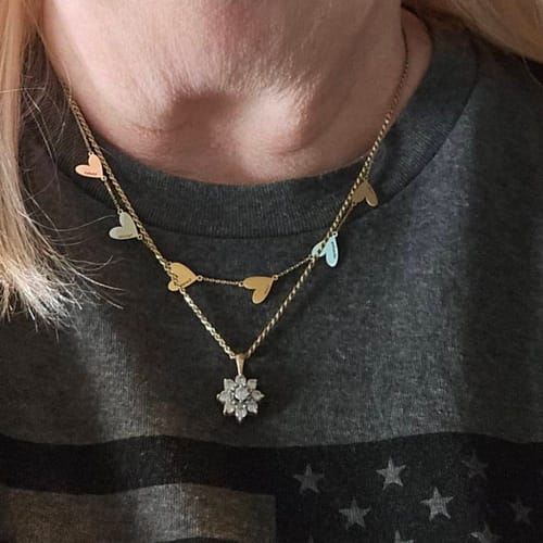 Customer photo review of Custom Engraved Heart Necklace