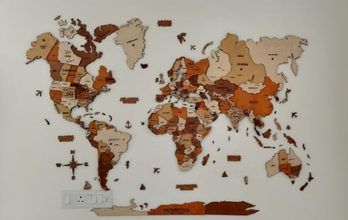 Customer photo review of 3D Wooden World Map Multicolor