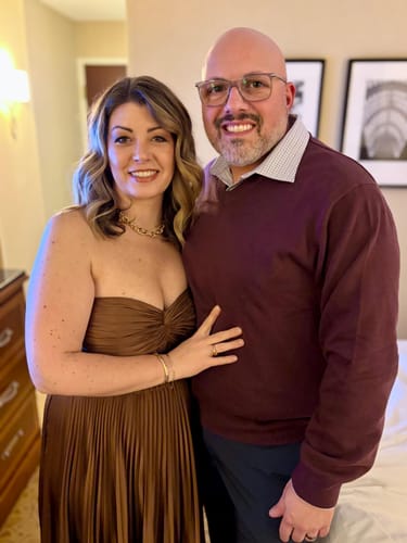 Customer photo review of Belle Pleated Strapless Dress in Nutmeg by AMUR - RENTAL