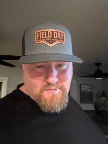 Customer photo review of Flat Bill Seven-Panel Leather Patch Hat - Richardson 168