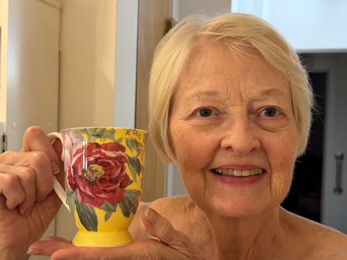 Customer photo review of Peony Bloom Yellow Bone China Mug