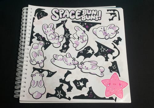 Customer photo review of Space Bun Bun Sticker Sheet
