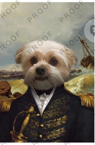 Customer photo review of The Commodore - Custom Pet Portrait