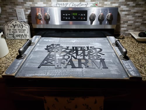 Customer photo review of Custom Metal Life is Better at the Farm Wall Art | Indoor Outdoor | Up to 46" | 20+ Color Options