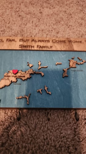 Customer photo review of Custom Coordinates Key Holder Wall Rack with Hooks - Personalized City Map Key Organizer for Housewarming Gift