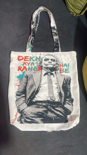 Customer photo review of Joker-Themed-Unisex AOP Totebag Zipper- Gym lovers, Students etc.