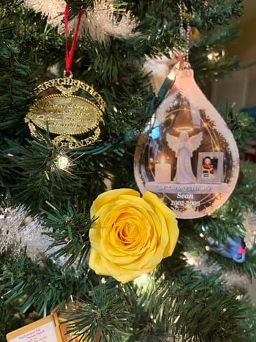 Customer photo review of Personalized Angel Candle Globe Acrylic Ornament With Loss Of Loved One Photo For Christmas Condolence Gift