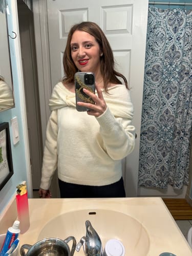 Customer photo review of Ivory Foldover Sweater