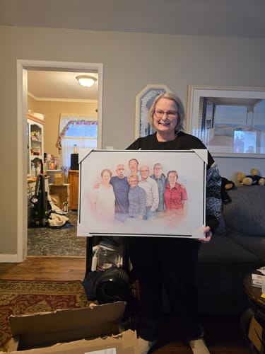 Customer photo review of Personalized Watercolor Memorial Portrait