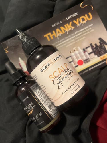 Reviewer's Ultimate Growth Starter Set, with the Jumbo Scalp Stimulator and Gro & Glow Liquid Vitamins.