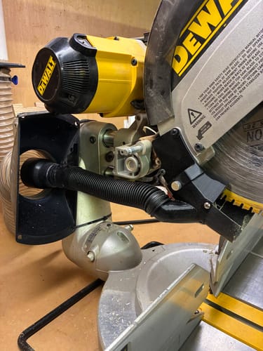Customer photo review of Dewalt DW708 Sliding Miter Saw Dust Collection Chute