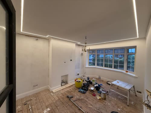 Customer photo review of 2 Pack of 2 Meters Trimless 12mm Wide Plaster-In Aluminum LED Profile Channel with Frosted Diffuser & Accessories for LED Strip Lighting, Total 4 Meters