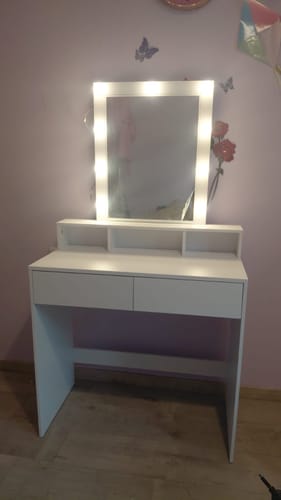 Customer photo review of Τραπέζι Μπουντουάρ Μακιγιάζ Μεικαπ Τουαλέτας Κρεβατοκάμαρας Καθρέφτης Λευκό με Φωτισμό LED Ρυθμιζόμενη Φωτεινότητα RD-T114W01