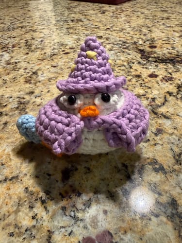 Customer photo review of Merlin the Wizard Owl Crochet Kit