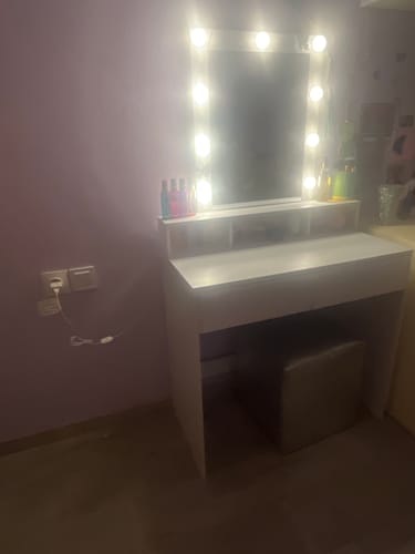 Customer photo review of Τραπέζι Μπουντουάρ Μακιγιάζ Μεικαπ Τουαλέτας Κρεβατοκάμαρας Καθρέφτης Λευκό με Φωτισμό LED Ρυθμιζόμενη Φωτεινότητα RD-T114W01