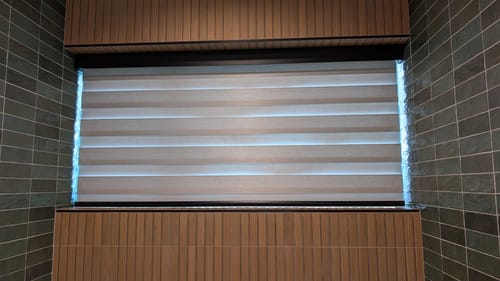 Customer photo review of SmartWings Motorized Zebra Shades 85% Blackout 95mm Ingrid