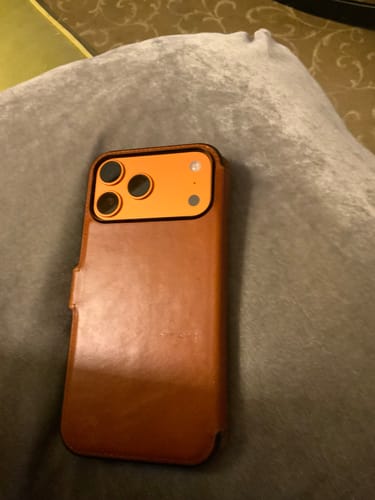 Customer photo review of The Executive Leather iPhone 17 Pro Max Wallet Case Folio - Tuscan Tan