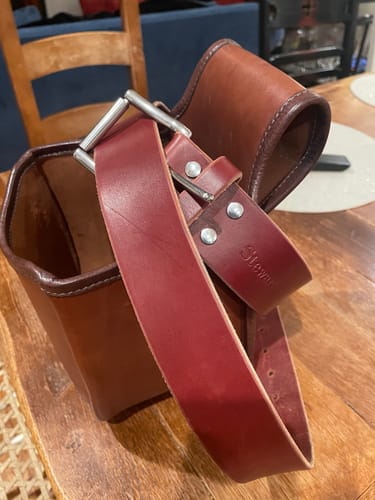 Customer photo review of The Man Belt – 1¾″ Heavy-Duty Leather Work Belt (Chestnut)